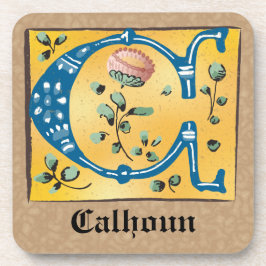 中世フローラ照明文字Cモノグラム コースター