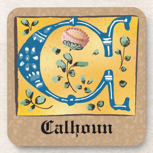 中世フローラ照明文字Cモノグラム コースター (正面)