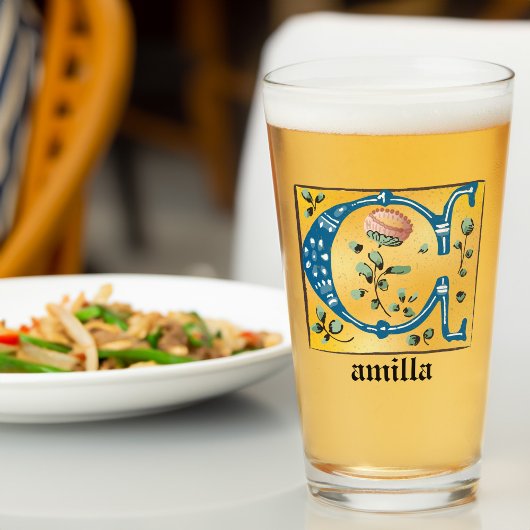 中世フローラ照明文字Cモノグラム タンブラーグラス