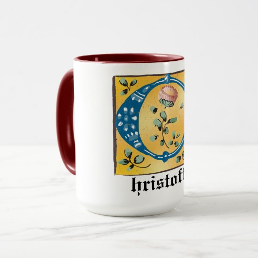 中世フローラ照明文字Cモノグラム マグカップ (正面左)
