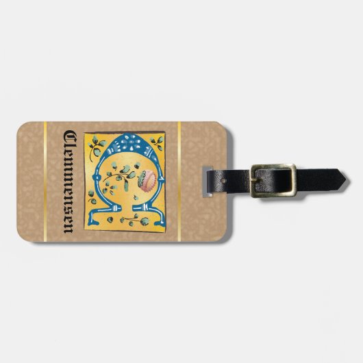 中世フローラ照明文字Cモノグラム ラゲッジタグ (正面横)