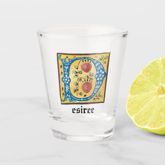 中世フローラ照明文字Dモノグラム ショットグラス (正面)