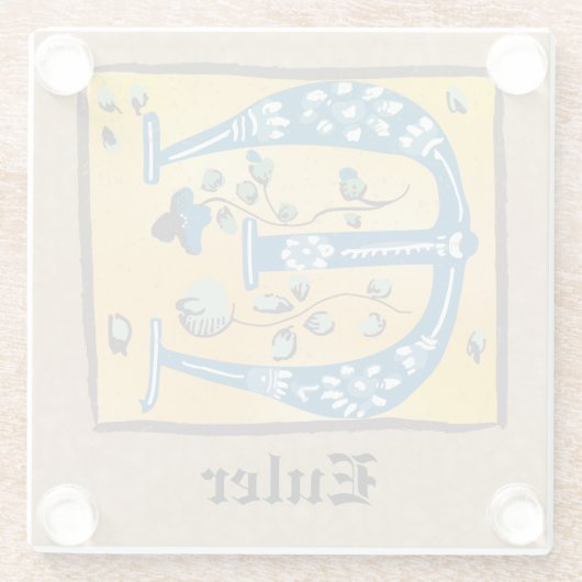 中世フローラ照明文字Eモノグラム ガラスコースター (裏面)