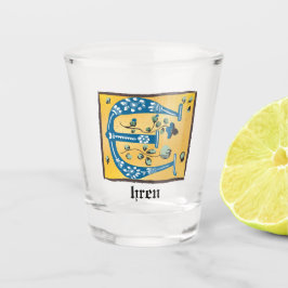 中世フローラ照明文字Eモノグラム ショットグラス