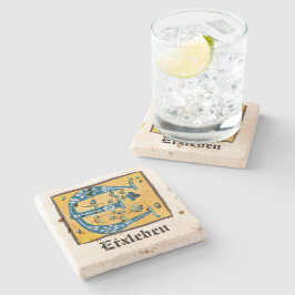 中世フローラ照明文字Eモノグラム ストーンコースター