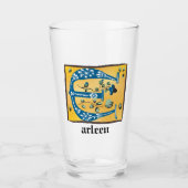 中世フローラ照明文字Eモノグラム タンブラーグラス (正面)