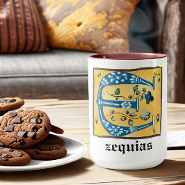 中世フローラ照明文字Eモノグラム マグカップ