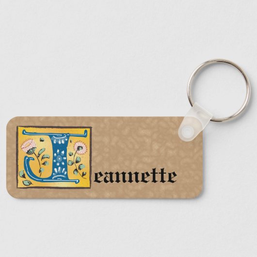 中世フローラ照明文字Jモノグラム キーホルダー (正面)