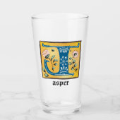 中世フローラ照明文字Jモノグラム タンブラーグラス (正面)