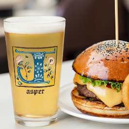 中世フローラ照明文字Jモノグラム タンブラーグラス