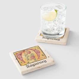 中世フローラ照明文字Nモノグラム ストーンコースター