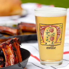 中世フローラ照明文字Nモノグラム タンブラーグラス