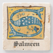 中世フローラ照明文字Sモノグラム ストーンコースター (正面)