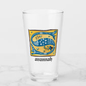 中世フローラ照明文字Sモノグラム タンブラーグラス (正面)