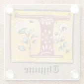 中世フローラ照明文字Tモノグラム ガラスコースター (裏面)