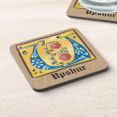 中世フローラ照明文字Uモノグラム コースター (左側)