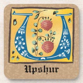 中世フローラ照明文字Uモノグラム コースター