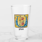 中世フローラ照明文字Uモノグラム タンブラーグラス (正面)