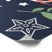 中世プリントユニコーンのクリスマスフローラb ポスター (角)