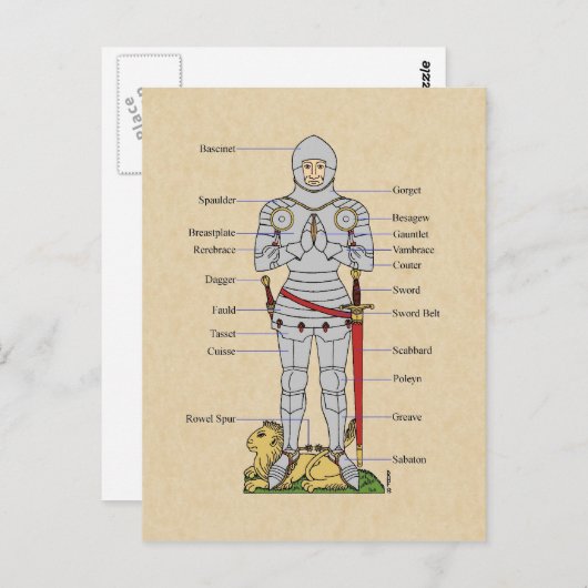 中世プレートアーマーサーカ1430年頃 ポストカード (正面/裏面)