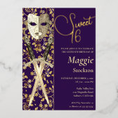 中世マスカレードスウィート16招待状 箔招待状 (正面)