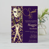 中世マスカレードスウィート16招待状 箔招待状 (立ち正面)