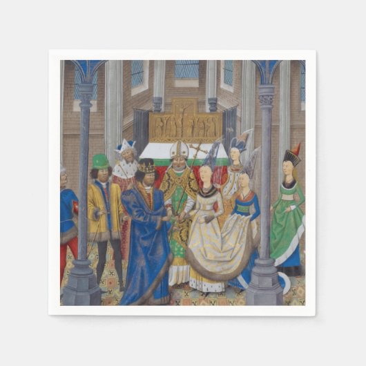 中世ミッ結婚ク絵を描レース スタンダードカクテルナプキン (正面)