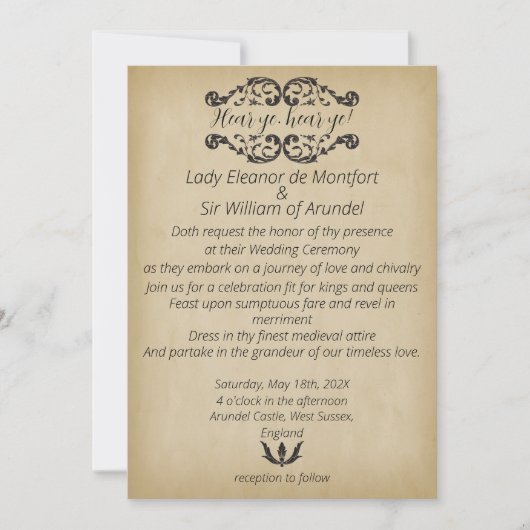 中世メリフェイクメント結婚羊皮紙 招待状 (正面)