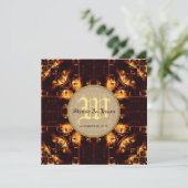 中世モダン火災モノグラム結婚ズ 招待状 (スタンド正面)