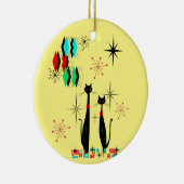 中世モダン紀のカッコいい猫とスターバストの原子時代 セラミックオーナメント (右)