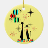 中世モダン紀のカッコいい猫とスターバストの原子時代 セラミックオーナメント (裏面)