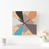 中世モダン紀の花びらカラフル芸術 スクエア壁時計 (ホーム)