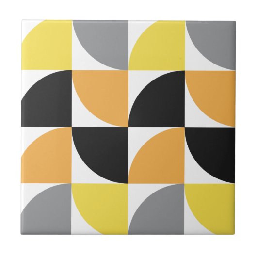 中世モダン紀の黄色い灰色の幾何学模様 タイル (正面)