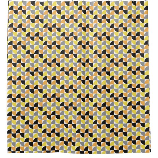 中世モダン紀の黄色い灰色の幾何学 シャワーカーテン (正面)