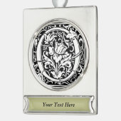 中世モノグラムアールヌーボー手紙 シルバープレートバナーオーナメント (左)