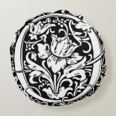 中世モノグラムアールヌーボー手紙 ラウンドクッション (裏面)