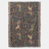 中世ユニコーンスタグディアミッドナイトフローラ園 スローブランケット (正面縦)