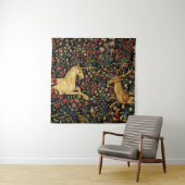 中世ユニコーンミッドナイトフローラ園 タペストリー (インサイチュ)