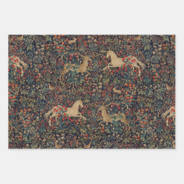 中世ユニコーンミッドナイトフローラ園 ラッピングペーパーシート