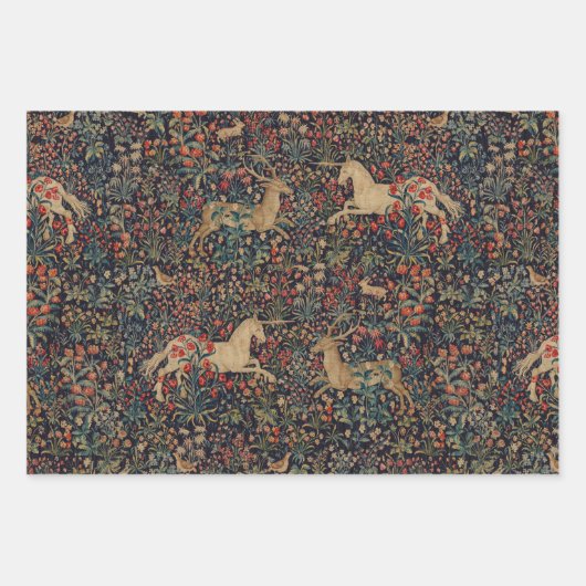 中世ユニコーンミッドナイトフローラ園 ラッピングペーパーシート (正面)