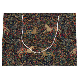 中世ユニコーンミッドナイトフローラ園 ラージペーパーバッグ