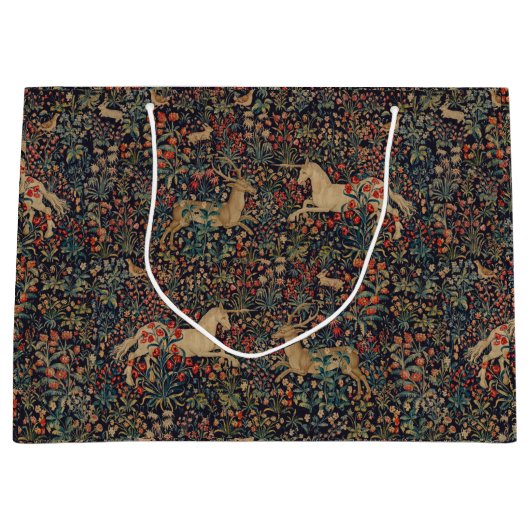 中世ユニコーンミッドナイトフローラ園 ラージペーパーバッグ (正面)