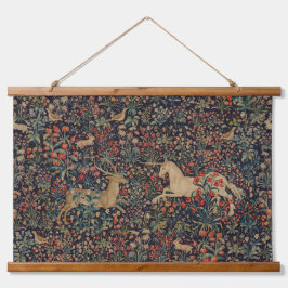 中世ユニコーンミッドナイトフローラ園 吊り下げ型タペストリー