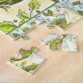 中世ユニコーン群れ、馬、スタリオンファンタジー ジグソーパズル (側面)