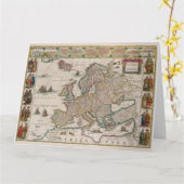 中世ヨーロッパの地図（ウィレム・ブレーウ著） カード (黄色い花)