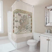 中世ヨーロッパの地図(ウィレム・ブレーウ著) シャワーカーテン (インサイチュ)
