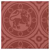 中世ライオンズ、濃い赤 ファブリック (クローズアップ)