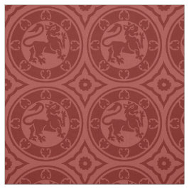 中世ライオンズ、濃い赤 ファブリック