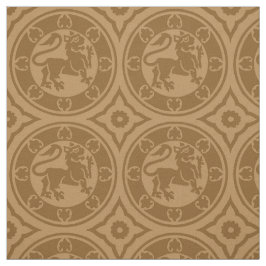 中世ライオンズ、焼けたキャラメル ファブリック