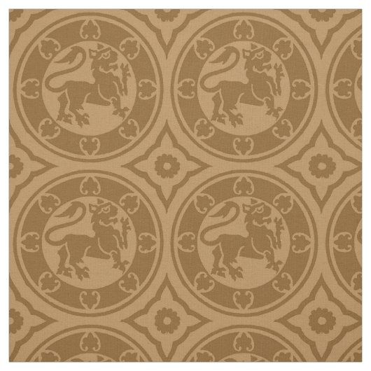 中世ライオンズ、焼けたキャラメル ファブリック (見本)